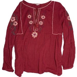 BOHO CHIC PLUS SIZE EMBROIDERED PEASANT BLOUSE / Sonoma Embroidered Blouse